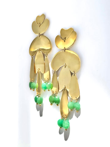 S/S25 CRYSOPRASE CURVY chandelier earrings.