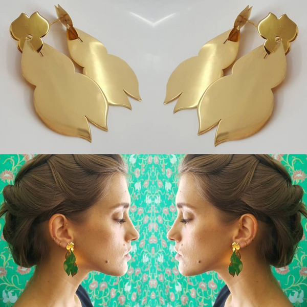 Double Bell Flower Lamina Earrings