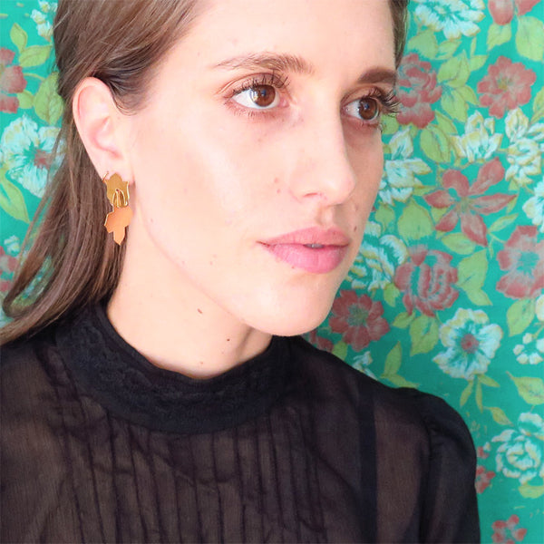 Four leaf Clover Lamina Earrings