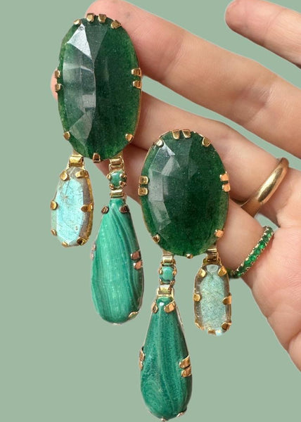 Aventurine, Labradorite,Turquoise Earrings