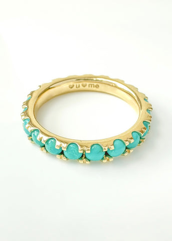 Natural Turquoise and 9ct yellow Gold Eternity Ring With Aquamarine