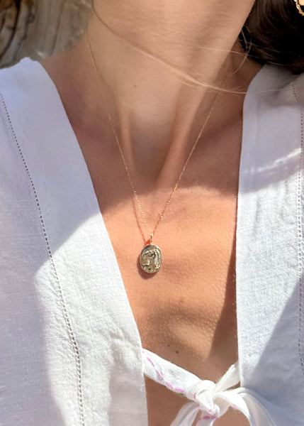 Horse Medallion Pendant and 9ct yg chain