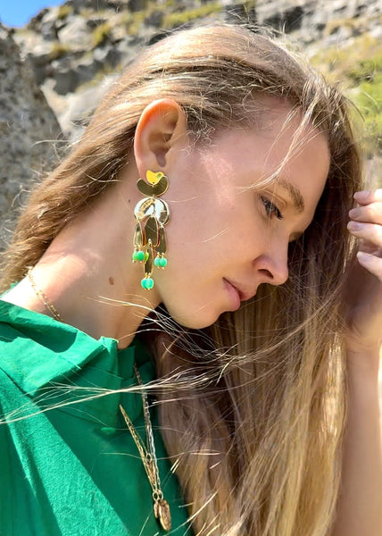 S/S25 CRYSOPRASE CURVY chandelier earrings.