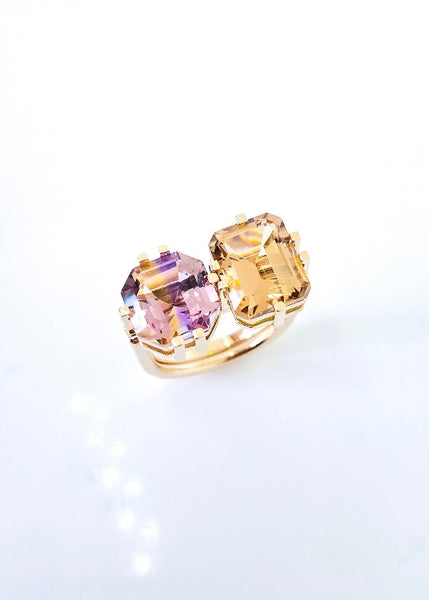 Annie Stacking Ring with Purple Ametrine and Honey Agate