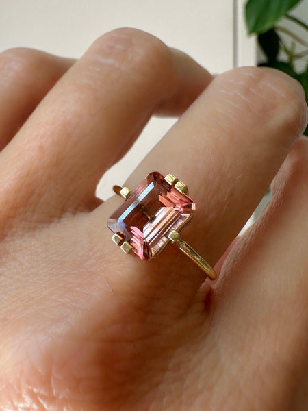 Peach Tourmaline Gold Ring