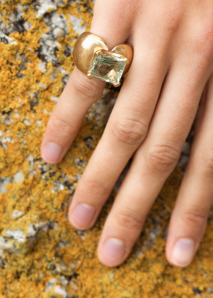 Bronze Ring With Prasiolite