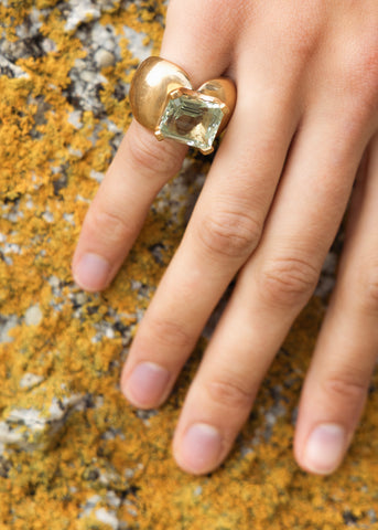 Bronze Ring With Prasiolite