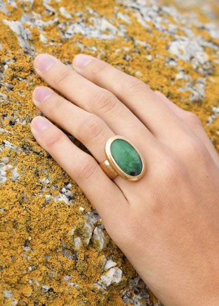 Bronze Ring With Natural Emerald