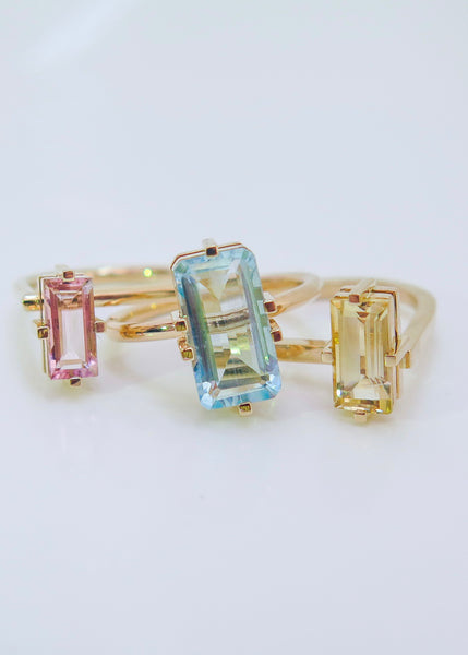 Annie Stacking Ring with Yellow, Blue and Pink Tourmaline