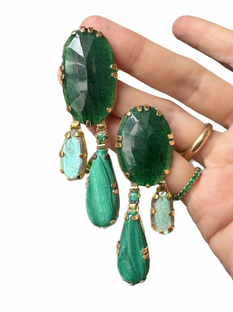 Aventurine, Labradorite,Turquoise Earrings