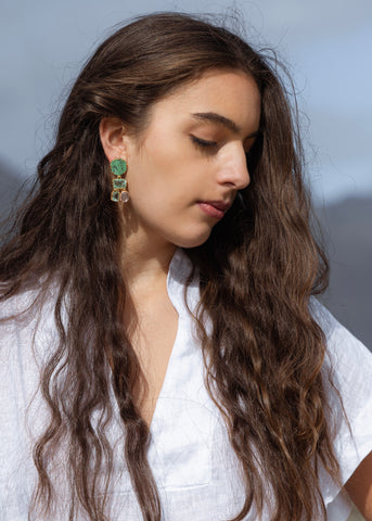 Jade Rose Quartz and Prasiolite Earrings