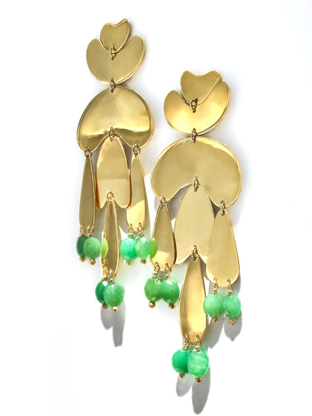 S/S25 CRYSOPRASE CURVY chandelier earrings.