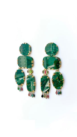 Bloodstone and tourmaline Earrings