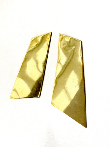 18ct Gold Plated Handmade Oblique Earrings