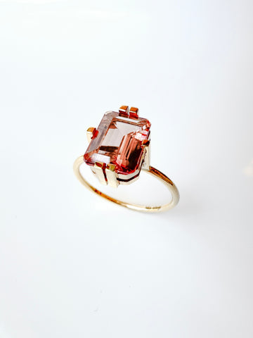 Peach Tourmaline Gold Ring