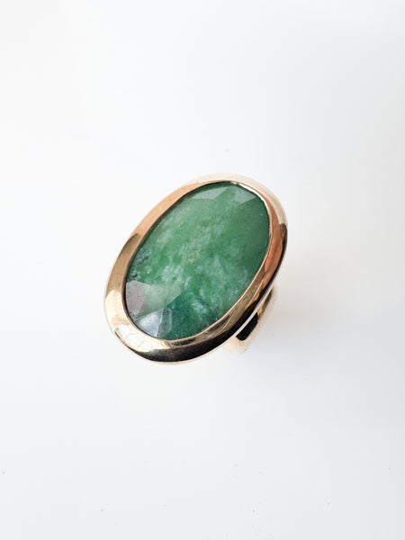 Bronze Ring With Natural Emerald