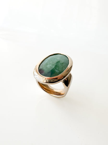 Bronze Ring With Natural Emerald