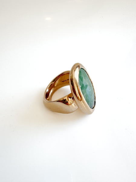 Bronze Ring With Natural Emerald