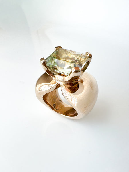 Bronze Ring With Prasiolite