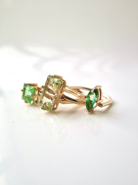 Annie ring with Prasiolite and Green Tourmalines