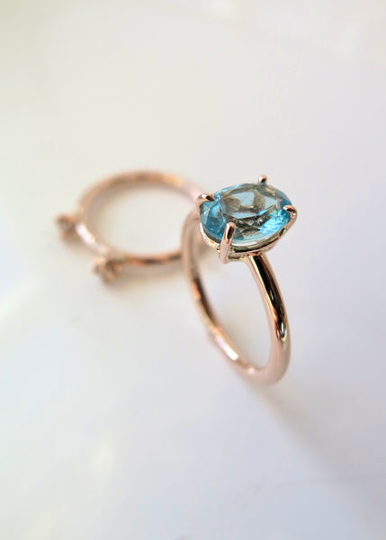 9ct Rose Gold Aquamarine Ring