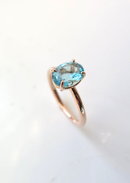 9ct Rose Gold Aquamarine Ring
