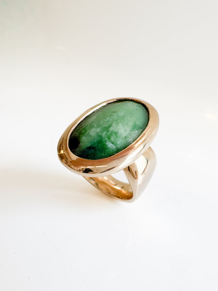 Bronze Ring With Natural Emerald