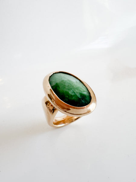 Bronze Ring With Natural Emerald