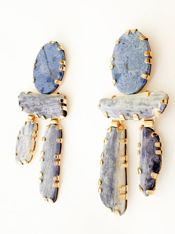 Labradorite and Mussel Shell Earrings