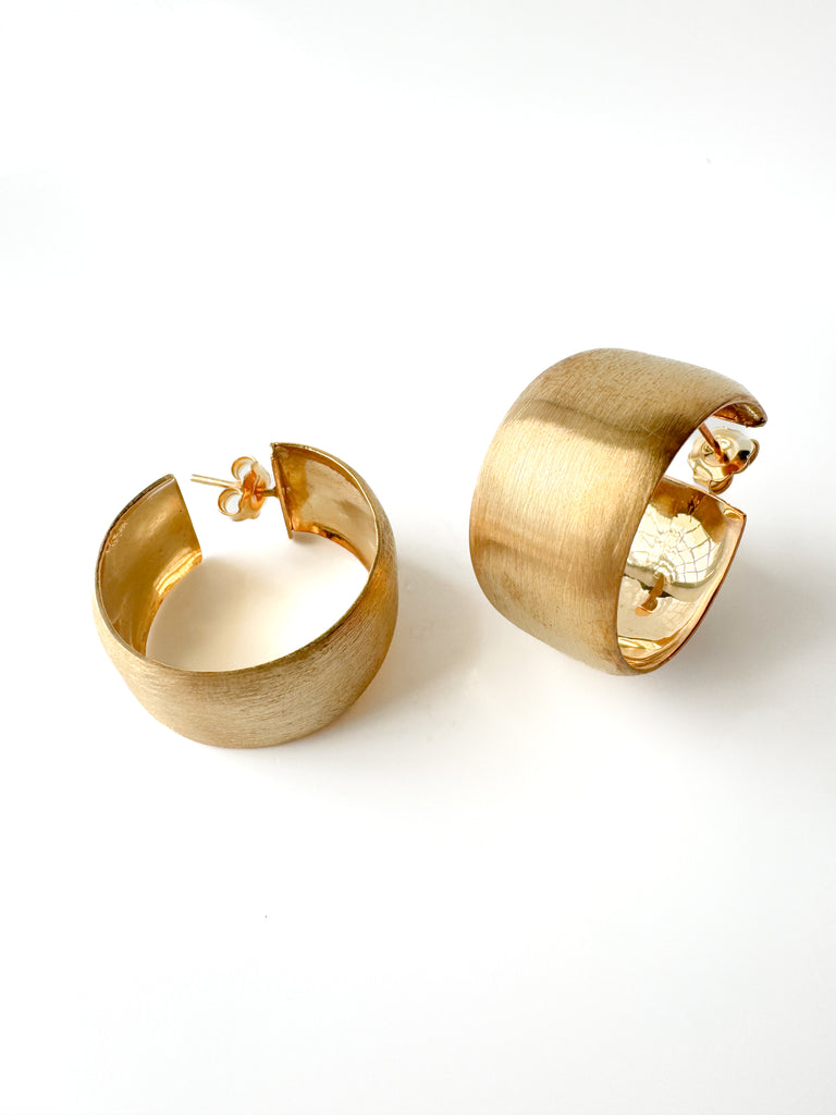 18ct Gold Plated Brushed Hoop Earrings