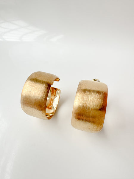 18ct Gold Plated Brushed Hoop Earrings