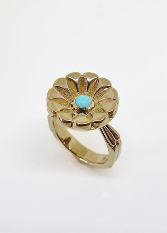 Flower ring with turquoise