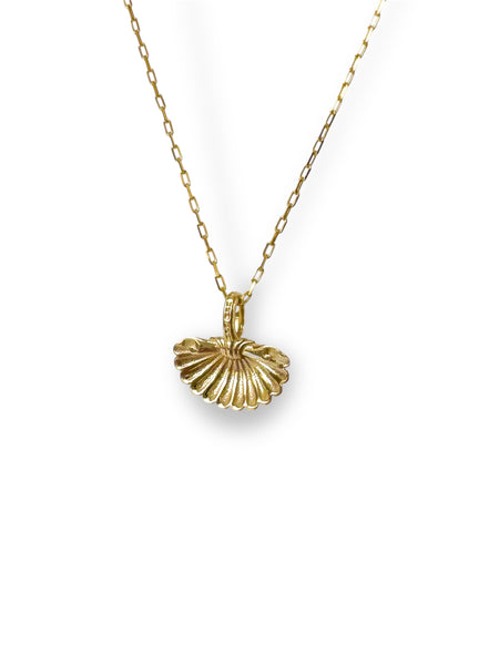9ct Gold Paperclip chain with 9ct gold shell pendant