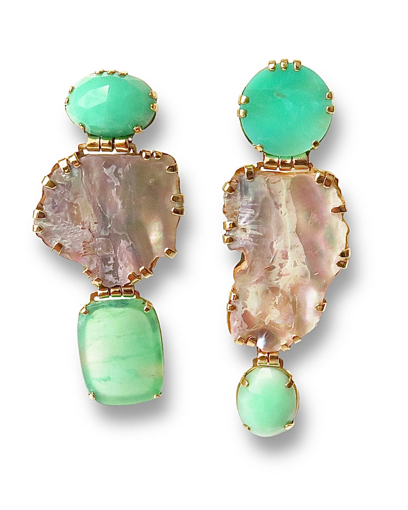 Chrysoprase and Mother of Pearl earrings