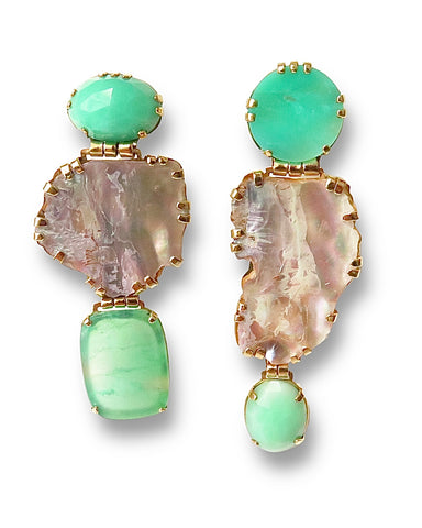 Chrysoprase and Mother of Pearl earrings